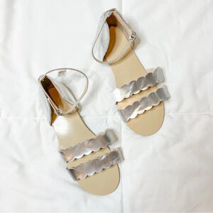 Janie and Jack Girls Never Worn Silver Scallop Sandals